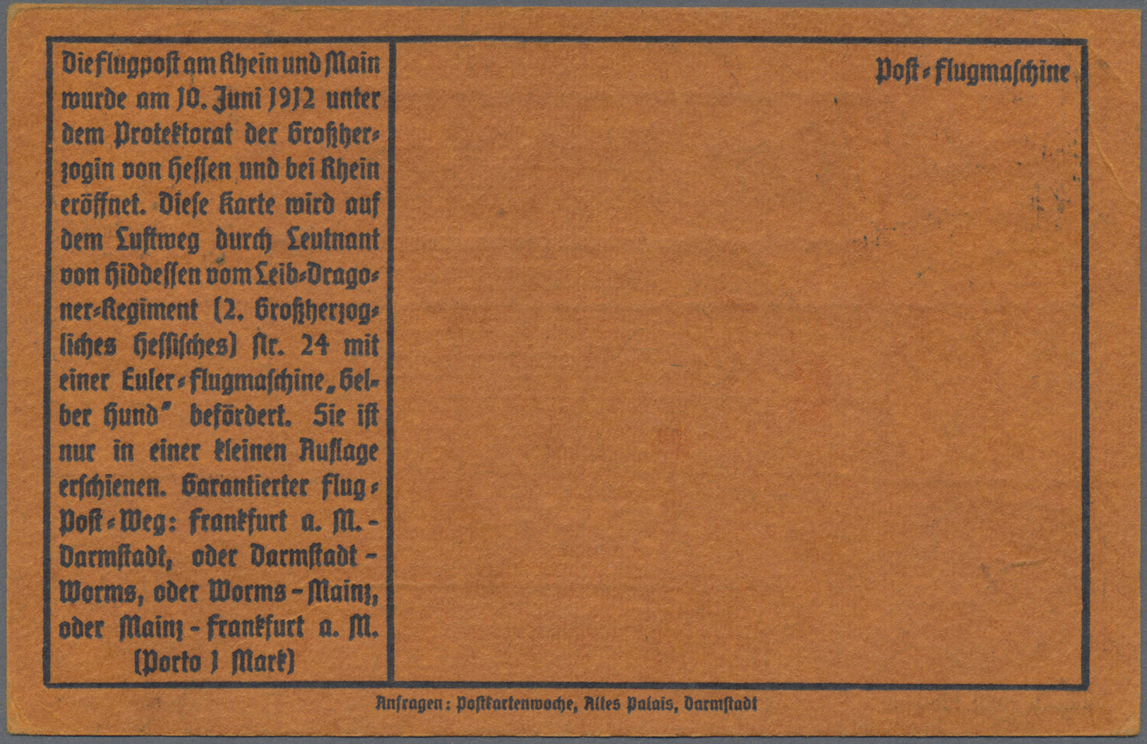 Br Deutsches Reich - Germania: 1912, 1 M. Auf 10 Pfg., Sog. "Gelber Hund" Tadellos Mit Zusatzfrankatur - Neufs