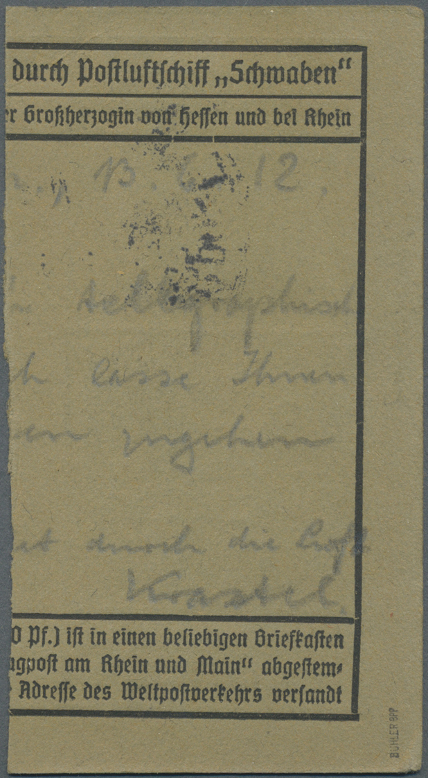 Brfst Deutsches Reich - Germania: 1912, 20 Pfg. E.EL.P. Flugpostmarke Auf Kartenabschnitt, Signiert Bühler - Ongebruikt