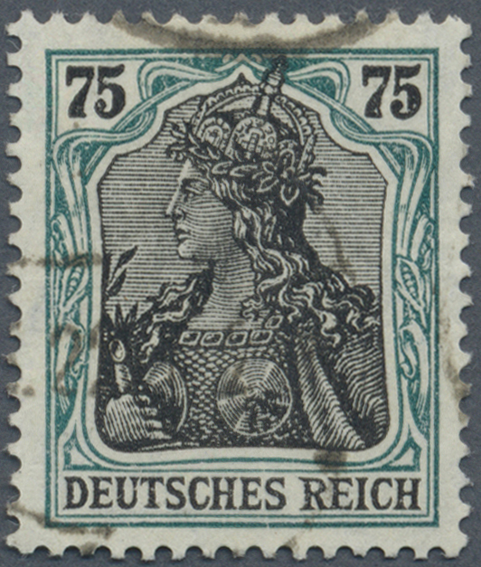 O Deutsches Reich - Inflation: 1919, Freimarke Germania, 75 Pf Gut Gezähnt Und Gestempelt Mit Fehlfarb - Brieven En Documenten