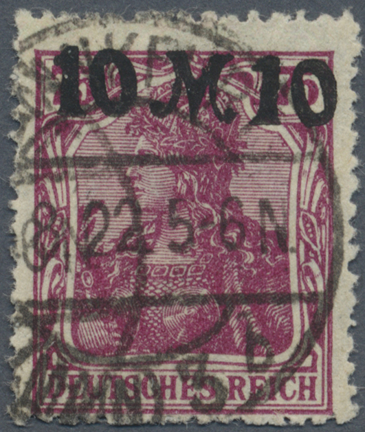 O Deutsches Reich - Inflation: 1920, 10 Mark Auf 75 Pf Germania Als AUFDRUCK-FÄLSCHUNG Zum Schaden Der - Lettres & Documents