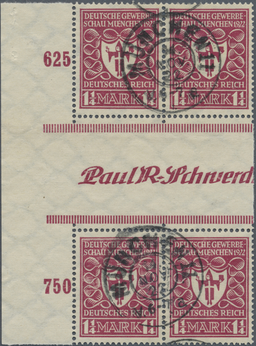 O/ Deutsches Reich - Inflation: 1922, 1¼ M. Gewerbeschau Im Senkrechten Zwischenstegpaar Vom Linken Bog - Brieven En Documenten