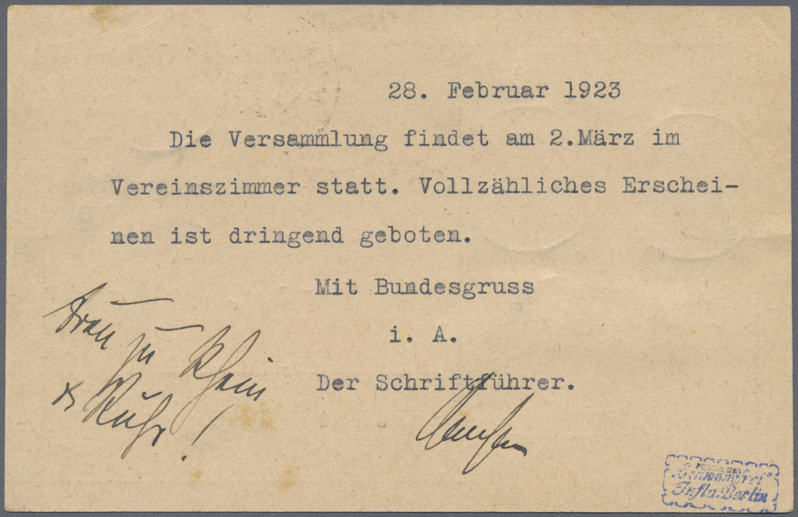Br Deutsches Reich - Inflation: 1923, Rhein-Ruhr-Hilfe, Vollständiger Satz Auf Portorichtiger Orts-Eins - Lettres & Documents