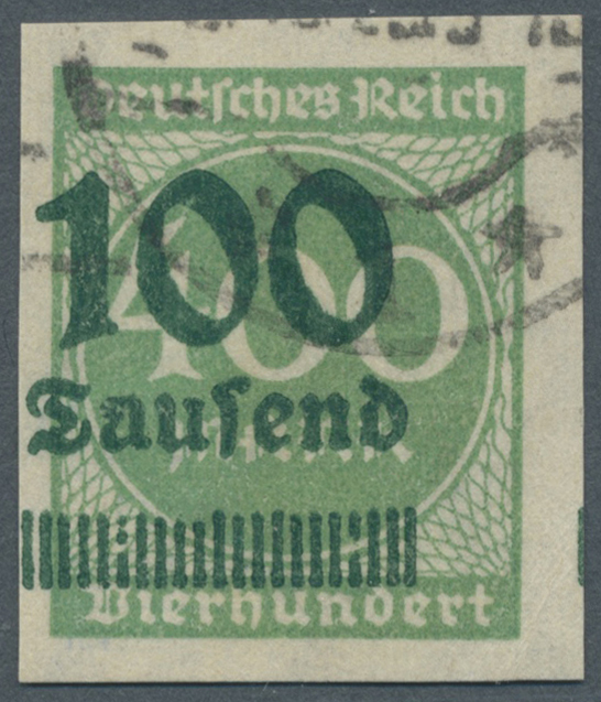 O Deutsches Reich - Inflation: 1923, 100 Tsd. Auf 400 Mark Freimarke &ldquo;Ziffer&rdquo;, UNGEZÄHNT, Zeitgerecht - Brieven En Documenten