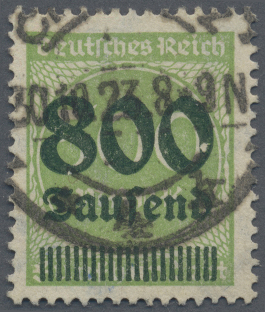 O Deutsches Reich - Inflation: 1923, 800 Tsd. Auf 500 Mark Gelblichgrün Sauber Gestempelt &bdquo;CHEMNITZ 30 - Lettres & Documents