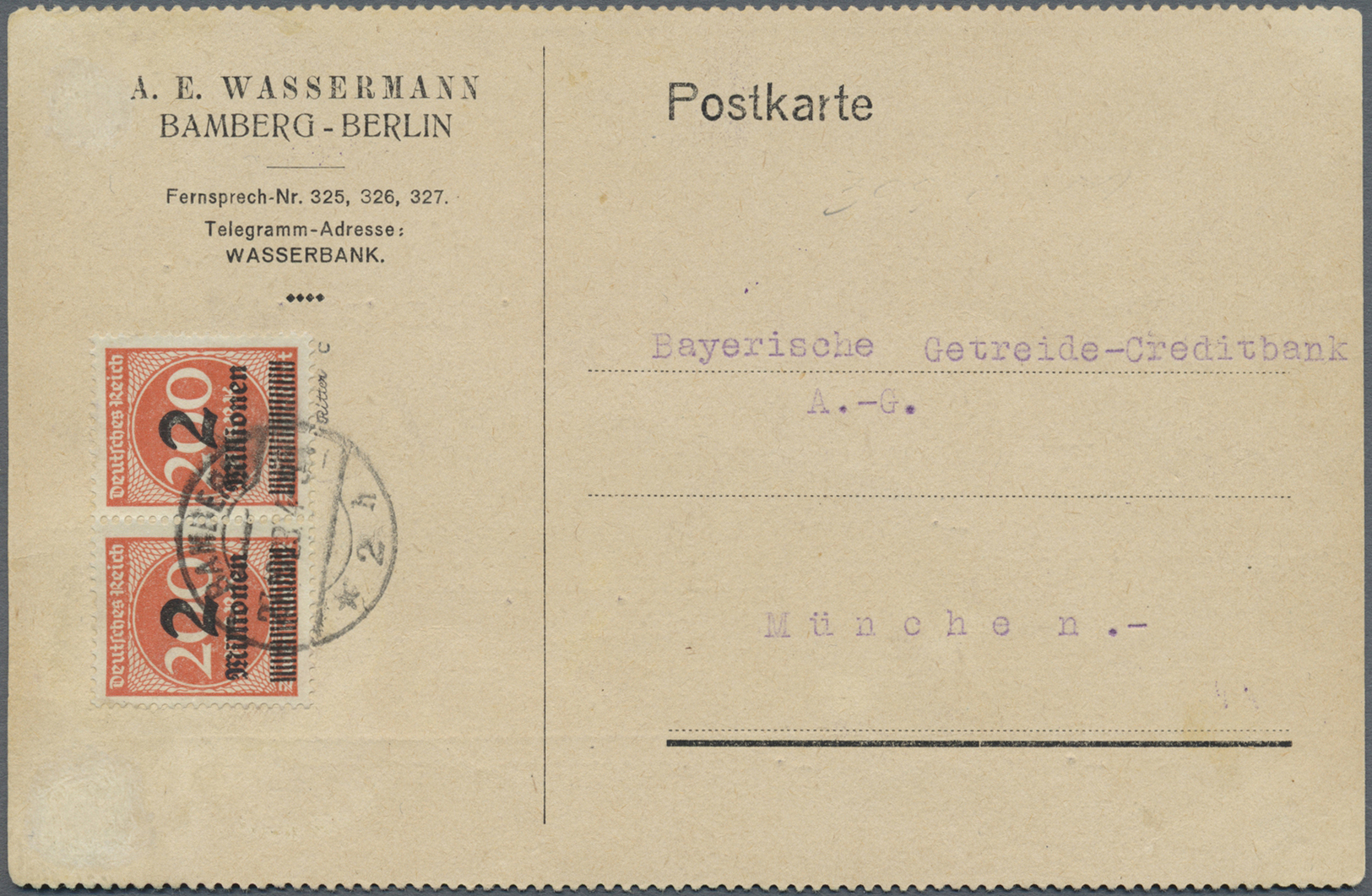 Br Deutsches Reich - Inflation: 1923, 2 Mio. Auf 200 M. Orangerot Im Waagerechten Paar Als Portogerecht - Brieven En Documenten