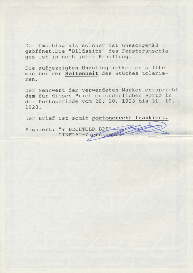 Br Deutsches Reich - Inflation: 1923, 2 Mio. Auf 200 M. Gezähnt Mit Liegendem Wasserzeichen Im Senkrech - Lettres & Documents