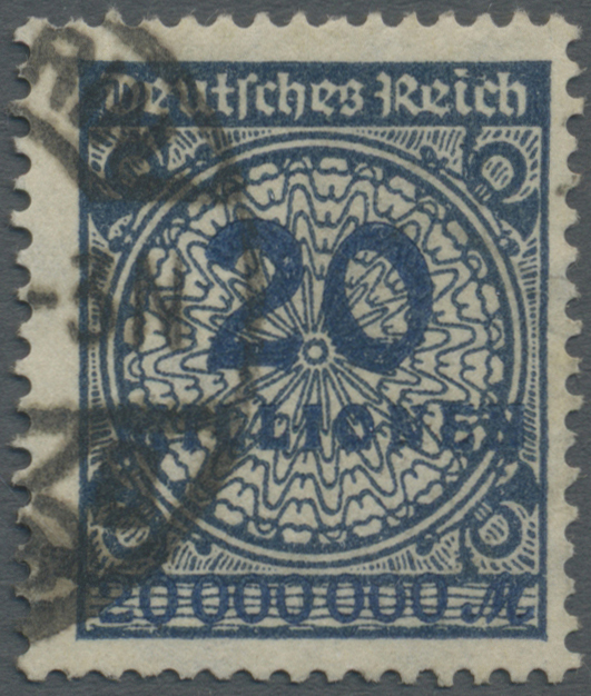 O Deutsches Reich - Inflation: 1923, 20 Mio. Gezähnt Im Walzendruck In Der Seltenen Farbe Schwarzblau, - Lettres & Documents