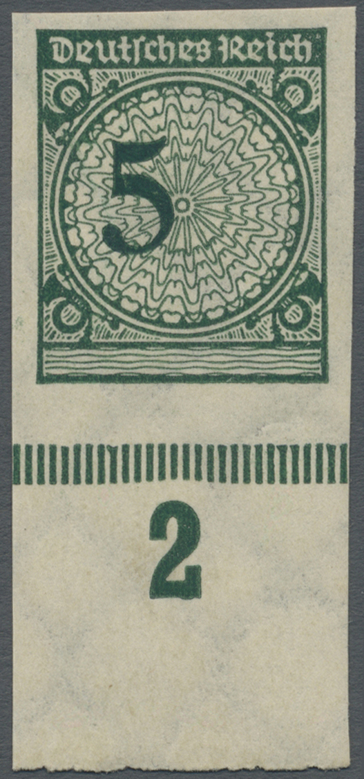 ** Deutsches Reich - Inflation: 1923, 5 Pf Korbdeckelmuster, UNGEZÄHNTES Postfrisches Kabinett-Unterran - Lettres & Documents