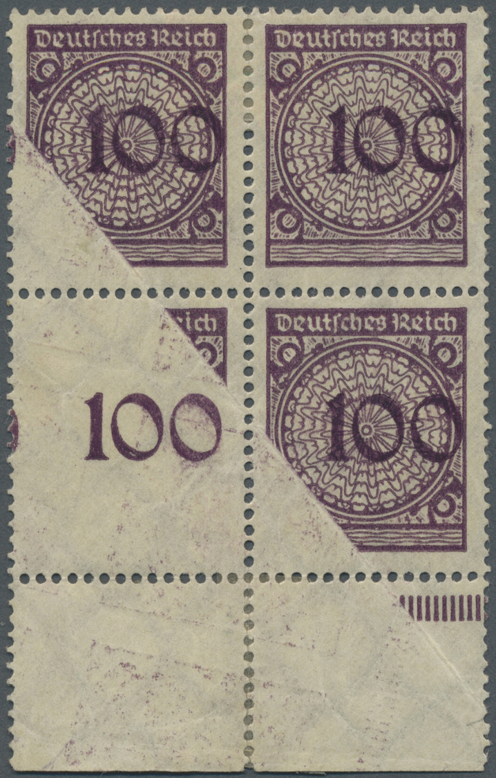 */ Deutsches Reich - Inflation: 1923. 100 Pfg. Violettpurpur, Ungebrauchter Unterrand-Viererblock Mit A - Brieven En Documenten