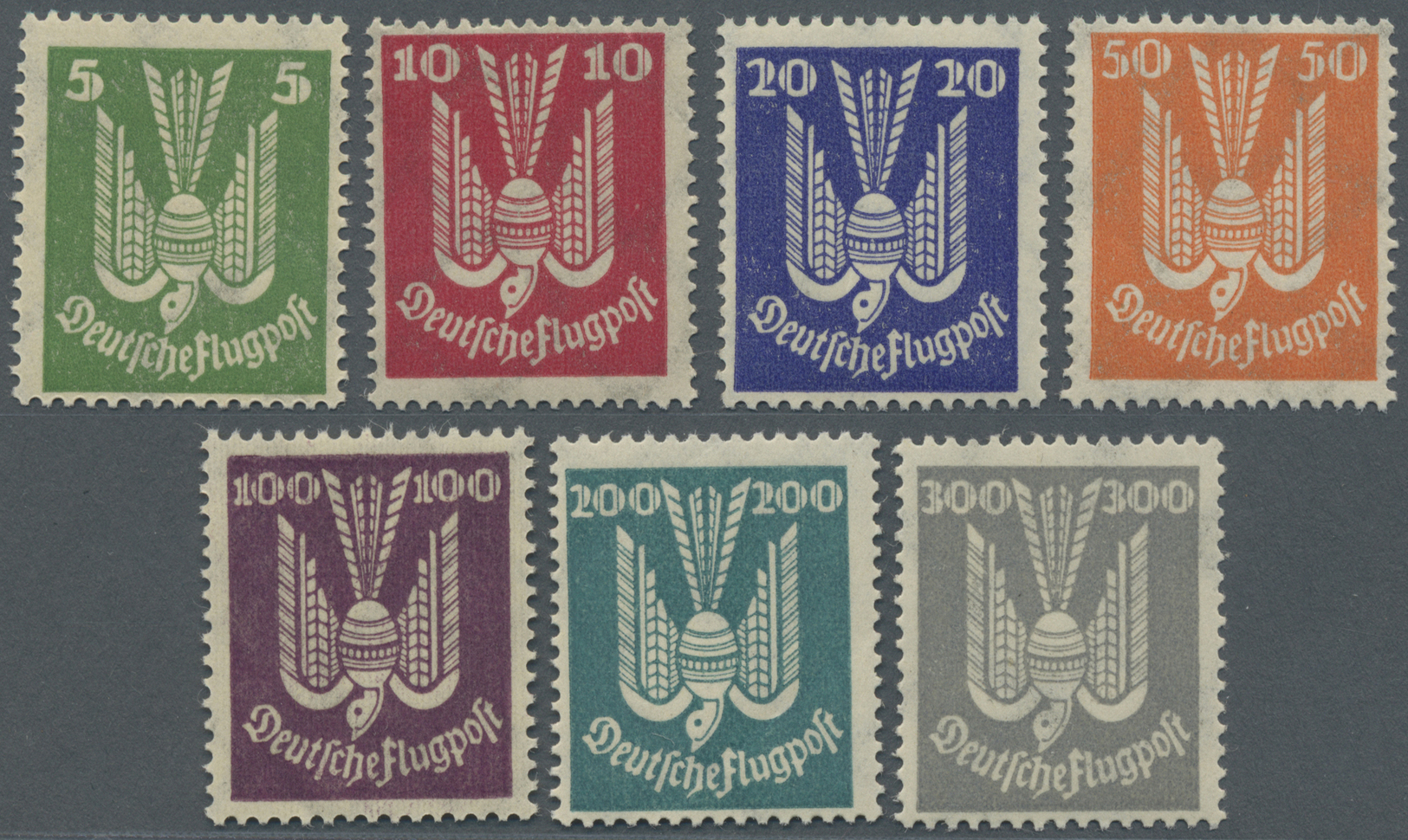 ** Deutsches Reich - Weimar: 1924, FLUGPOSTMARKEN Holztaube 5 Pf - 300 Pf, Kompletter Satz Einwandfrei - Neufs