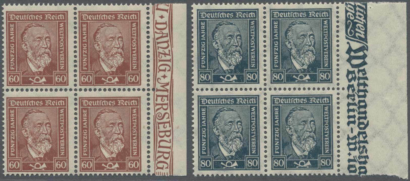 **/ Deutsches Reich - Weimar: 1924, 60 Pf Und 80 Pf Stephan, Gestrichenes Papier, In Ungefalteten Luxusr - Neufs