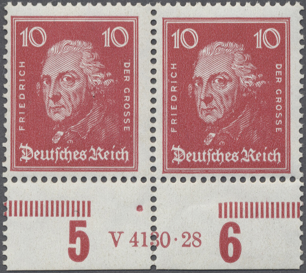 **/* Deutsches Reich - Weimar: 1926, Freimarke 10 (Pf) Friedrich Der Große, Postfrisches Paar (Falz Am Un - Unused Stamps