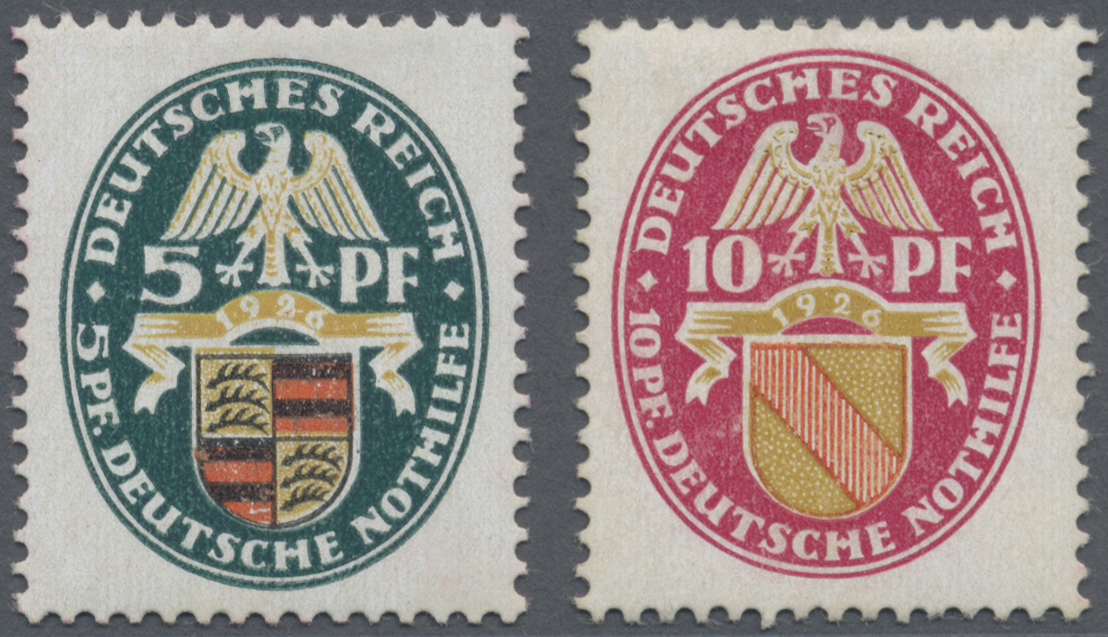 * Deutsches Reich - Weimar: 1926, 5 + 10 Pf. Nothilfe-Wappenzeichnungen, Beide Werte Ungebraucht Mit S - Unused Stamps