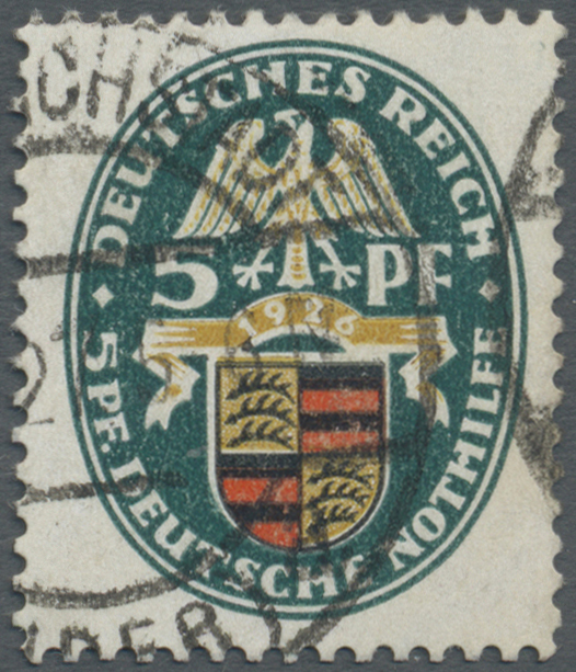 O Deutsches Reich - Weimar: 1926, 5+5 Pfg. Nothilfe Mit Stehendem Wasserzeichen, Tadellos Gestempelt, - Ongebruikt