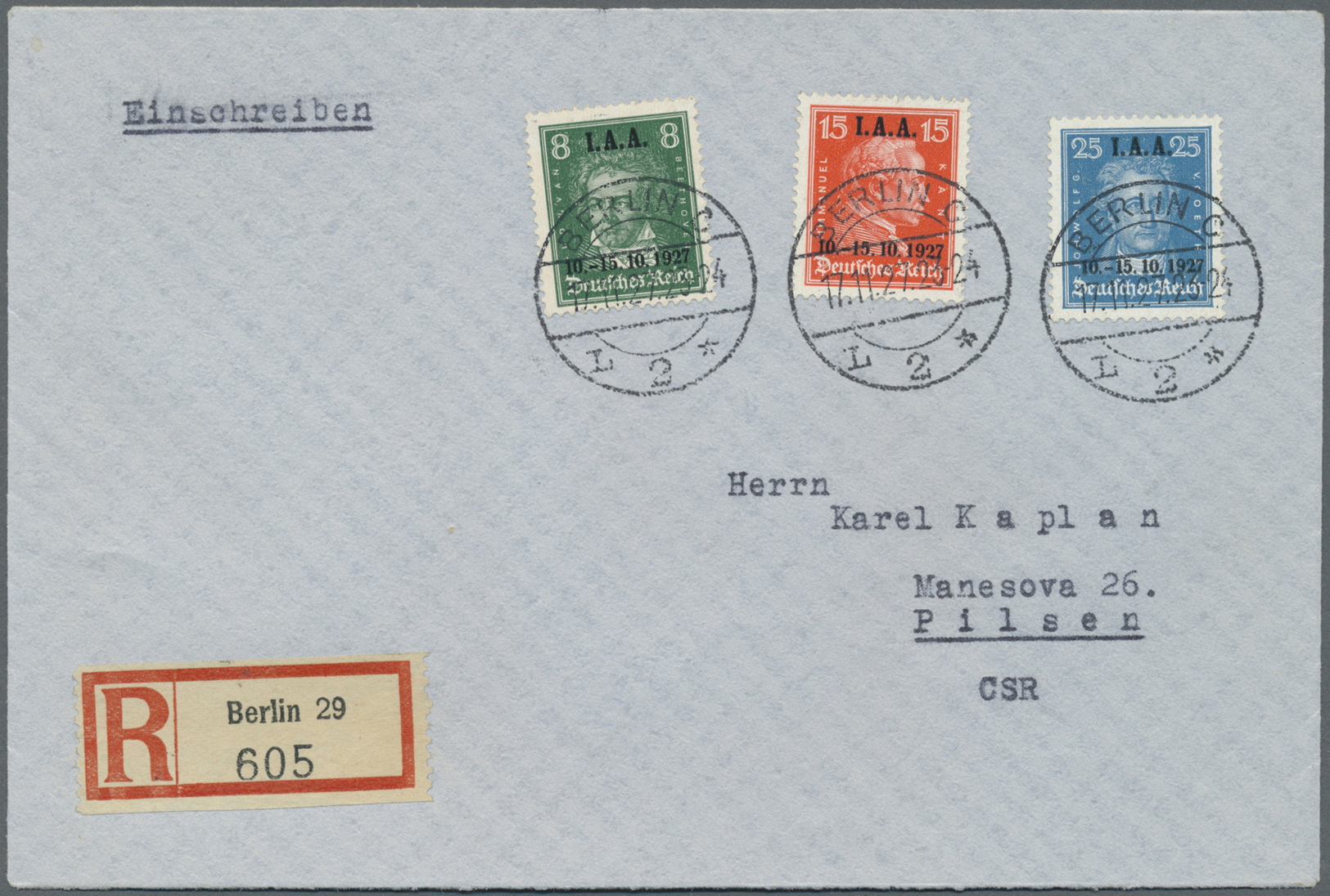 Br Deutsches Reich - Weimar: 1927 (17.11.), Tagung Des Internationalen Arbeitsamtes (IAA) Kompl. Satz A - Neufs