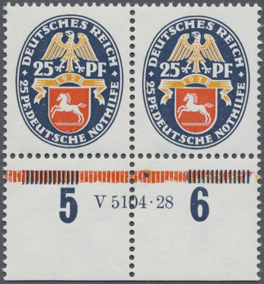 ** Deutsches Reich - Weimar: 1928: Nothilfe 25 Pfg., Postfrisches, Waagerechtes Paar Mit HAN V5104-28 - Neufs