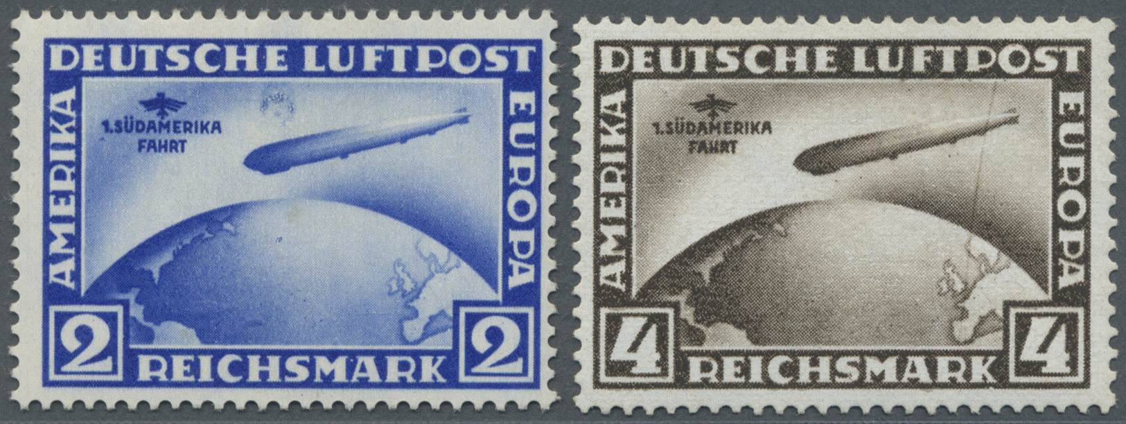 * Deutsches Reich - Weimar: 1930, 2 Und 4 M. Südamerikafahrt, 'Plattenfehlersatz' Mit Plattenfehler &bdquo;M - Ongebruikt