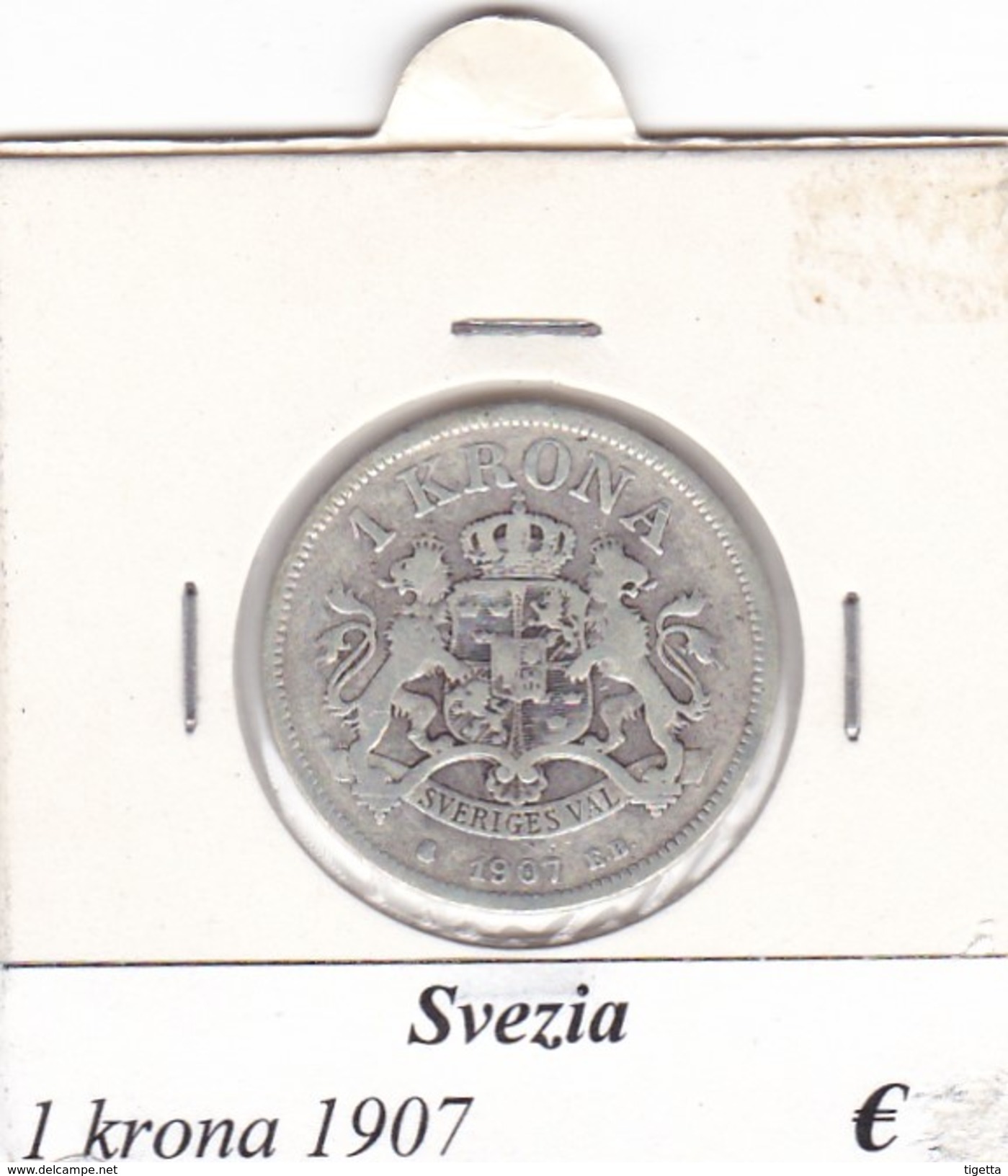 SVEZIA   1  KRONA  ANNO 1907  COME DA FOTO - Suecia