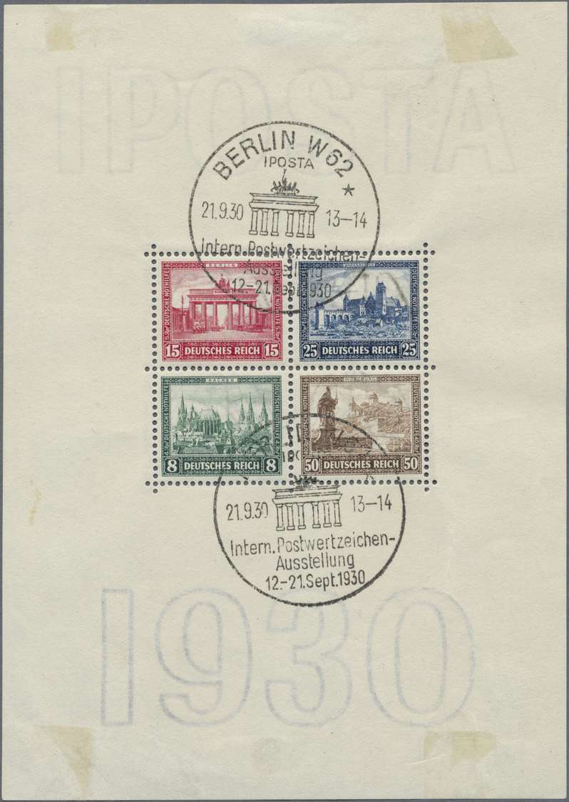 O Deutsches Reich - Weimar: 1930, Iposta-Block Mit SST "Berlin 21.9.30", Vorder- Und Rückseitige Falzs - Neufs