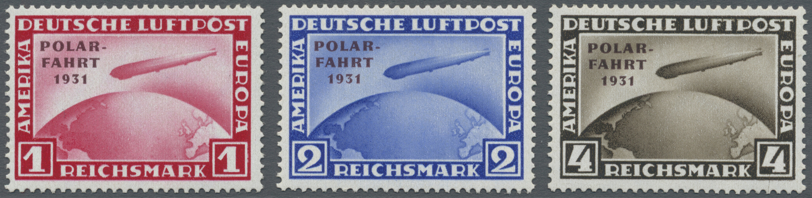 ** Deutsches Reich - Weimar: 1931, 1 Mark Bis 4 Mark Polarfahrt Als Postfrischer Satz Mit Attest Schleg - Ongebruikt