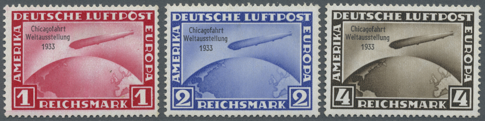 ** Deutsches Reich - 3. Reich: 1933, Chicago-Fahrt Luftschiff "Graf Zeppelin", Kompletter Postfrischer - Neufs