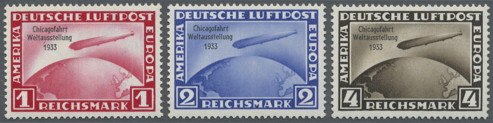 * Deutsches Reich - 3. Reich: 1933, Chicago-Fahrt 1-4 RM Kompletter Satz Sauber Ungebraucht Mit Falzsp - Ongebruikt