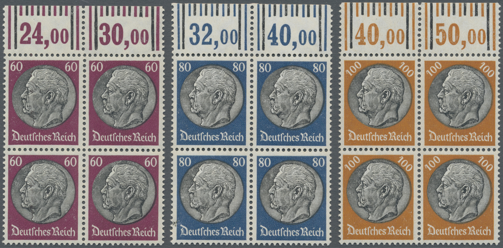 **/ Deutsches Reich - 3. Reich: 1933, Freimarken: Hindenburg Medaillon Mit Wasserzeichen Hakenkreuze, Ko - Neufs