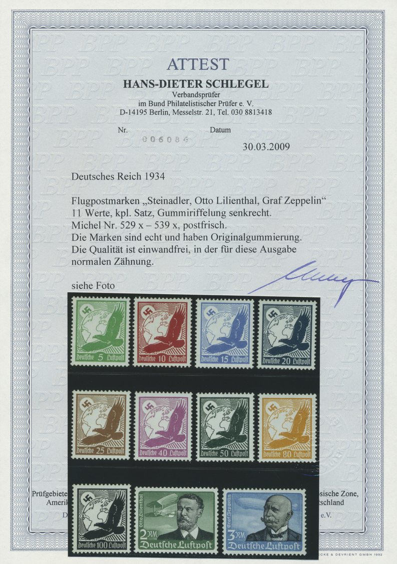 ** Deutsches Reich - 3. Reich: 1934, Flugpostmarken 5 Pf Bis 3 M, Komplette Ausgabe Von 11 Postfrischen - Ongebruikt