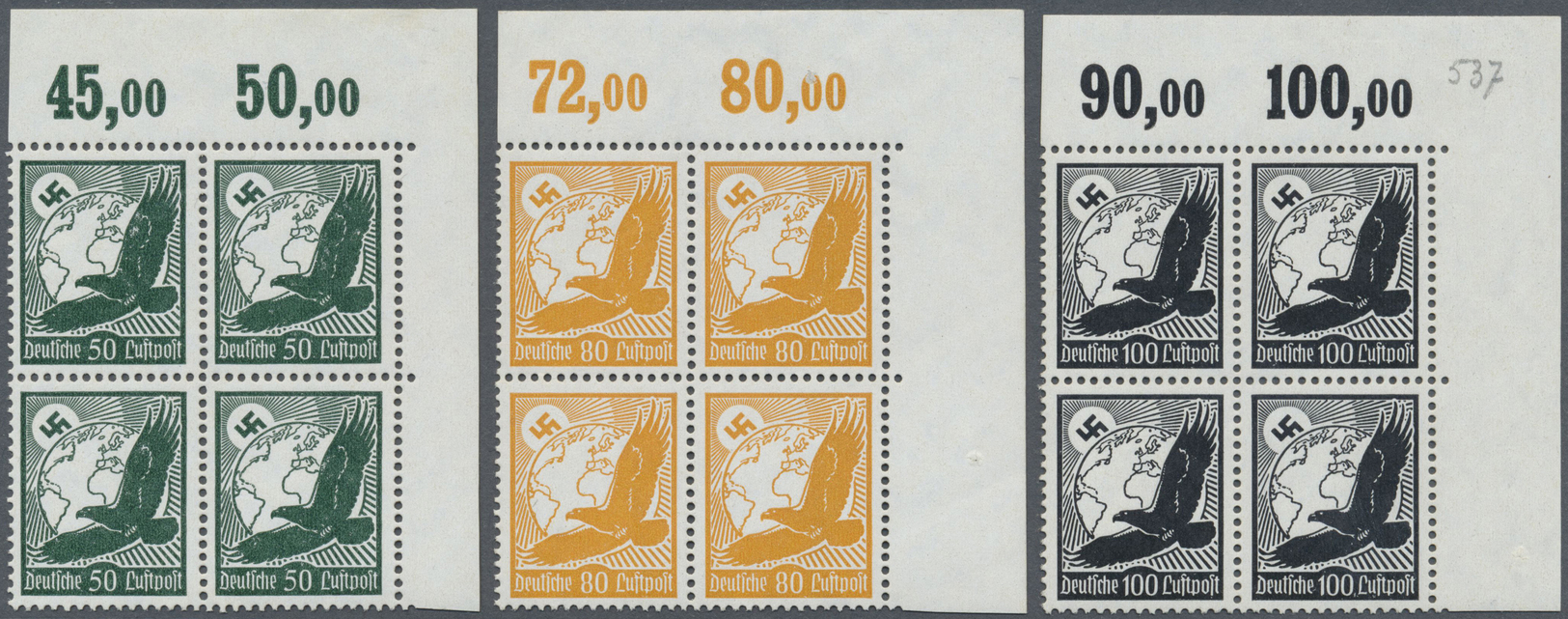 **/ Deutsches Reich - 3. Reich: 1934, Flugpostmarken 5 Pfg. Bis 3 RM, Einwandfrei Postfrischer Eckrandvi - Ongebruikt