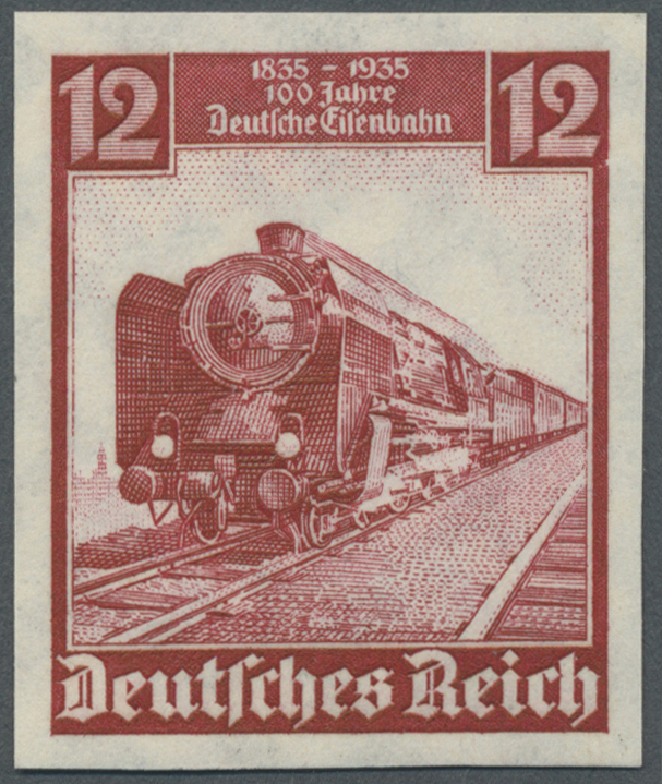 ** Deutsches Reich - 3. Reich: 1935, 12 Pf 100 Jahre Deutsche Eisenbahn, Unsigniertes Luxus-Stück, Foto - Ongebruikt