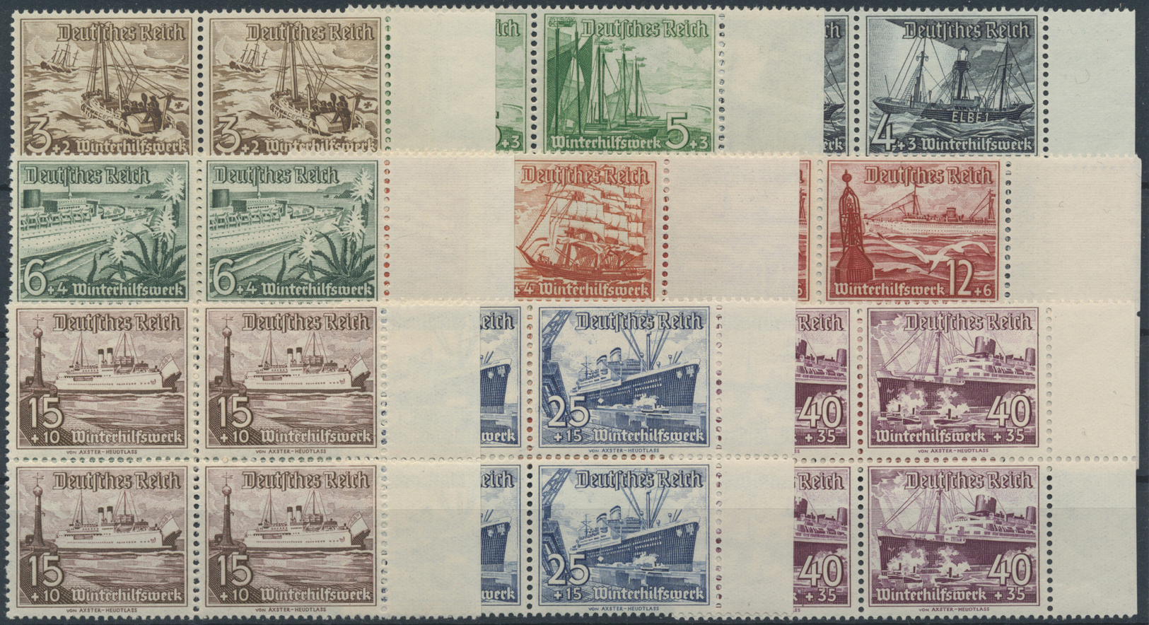 **/ Deutsches Reich - 3. Reich: 1937, Winterhilfswerk Schiffe Als Postfrischer 4-er Block Satz Vom Recht - Unused Stamps