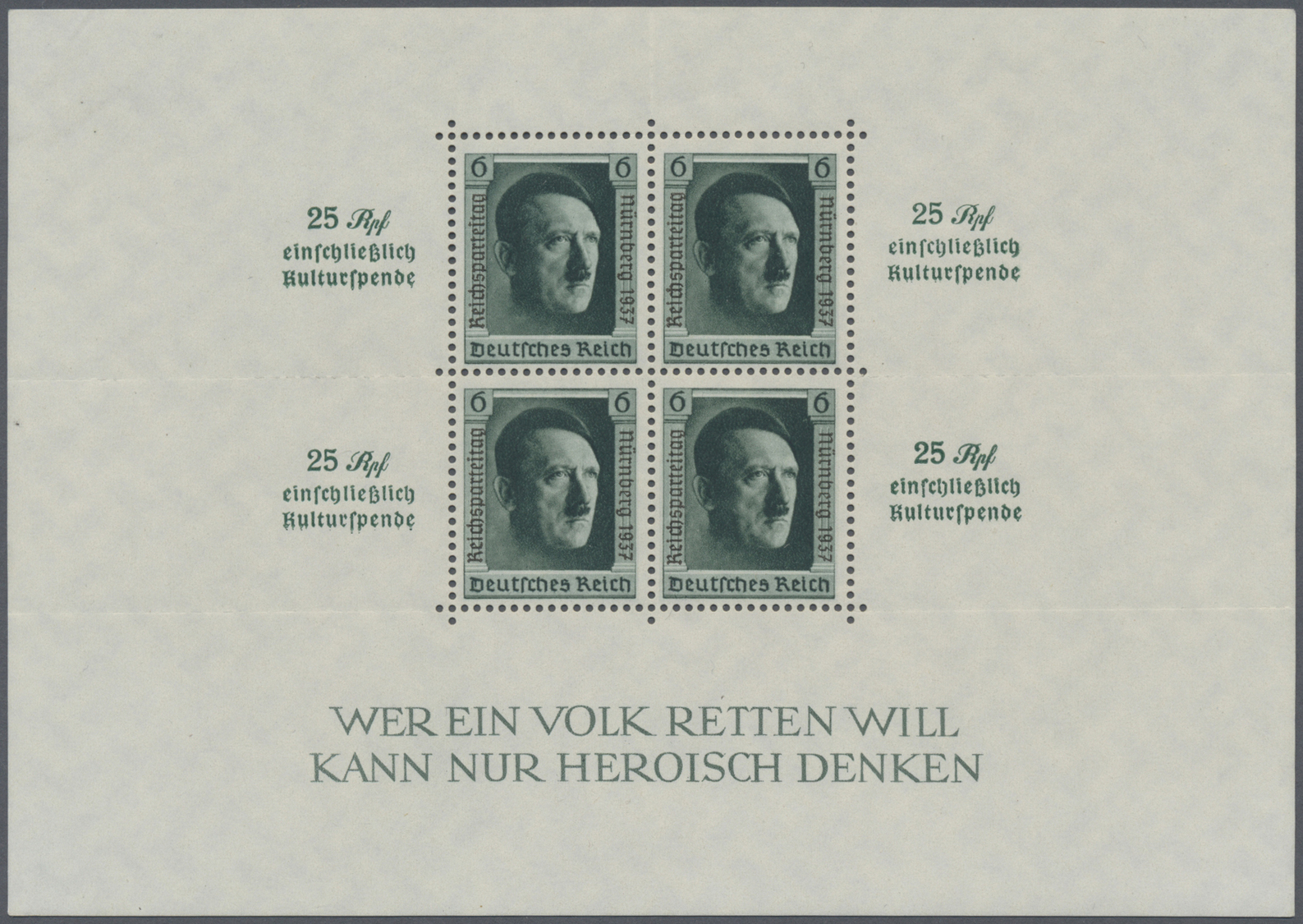 ** Deutsches Reich - 3. Reich: 1937, Reichsparteitags-Block, Tadellos Postfrisch. (Mi. 320,-) - Ongebruikt