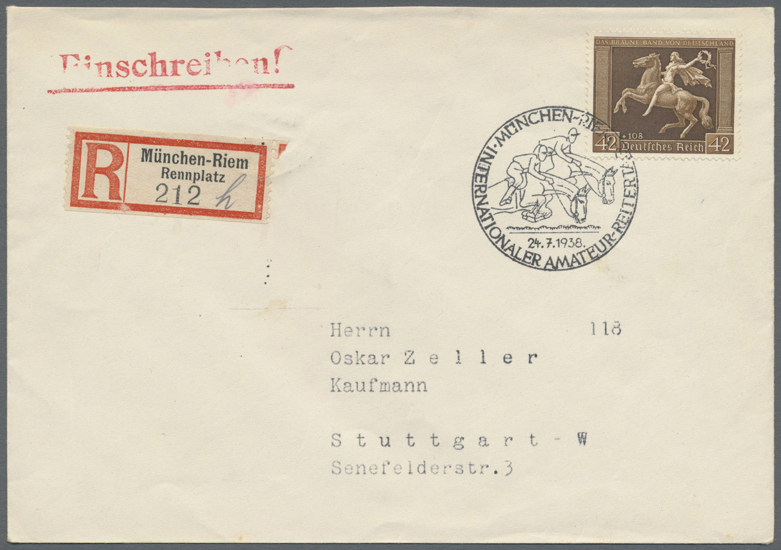 Br Deutsches Reich - 3. Reich: 1938, Braunes Band 42+108 Pf. Auf Zwei R-Briefen Mit Unterschiedl. Sonde - Ongebruikt