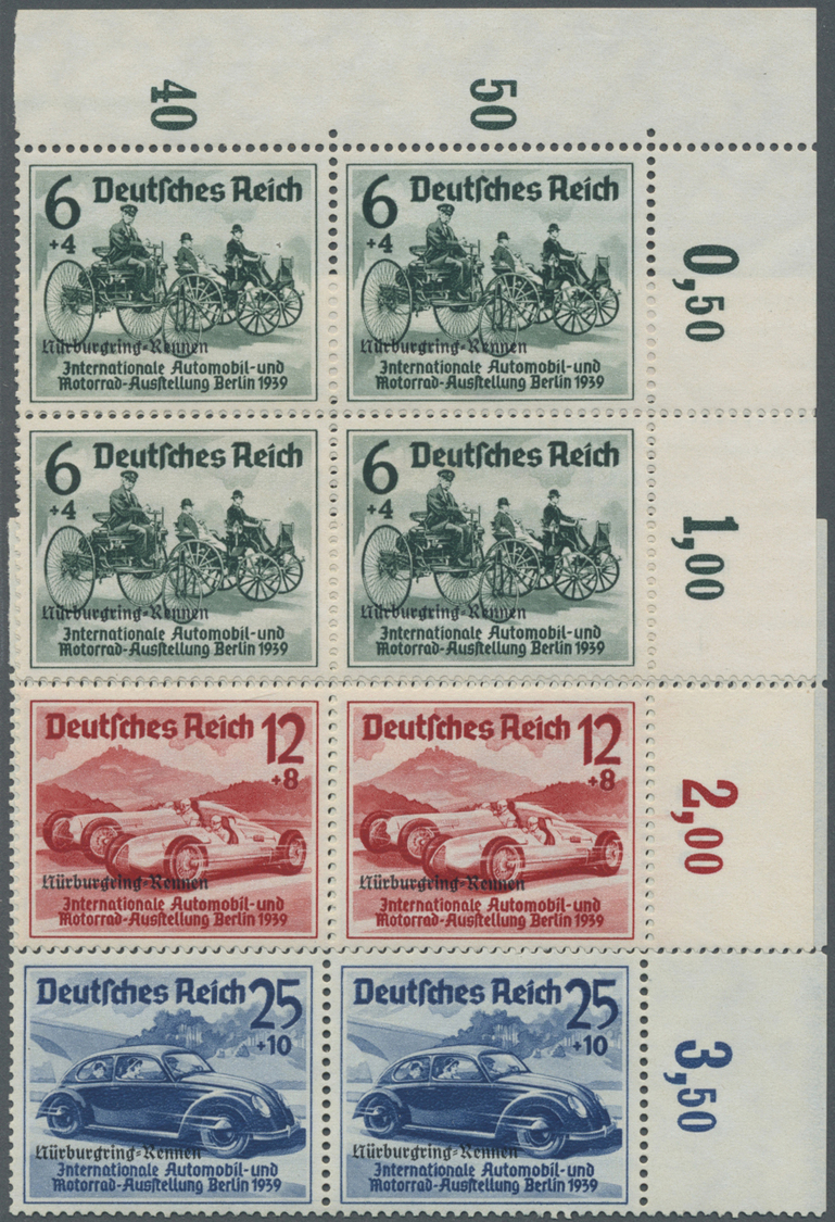**/ Deutsches Reich - 3. Reich: 1939, Nürburgring-Rennen Als Postfrischer 4-er Block Satz Aus Der L.o. B - Ongebruikt