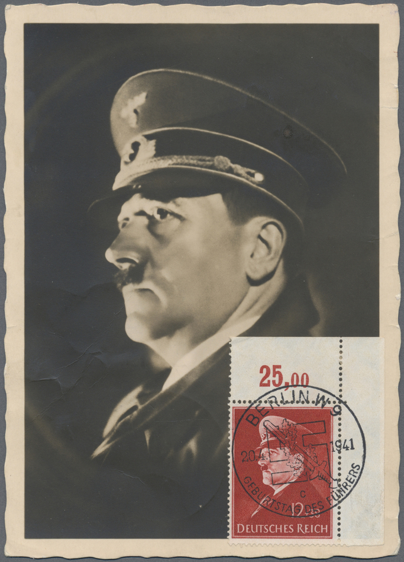 Br Deutsches Reich - 3. Reich: 1941. Foto-Maximumkarte "Hitler Mit Mütze" Vs. Mit Pass. Marke 12+38 Pf - Ongebruikt