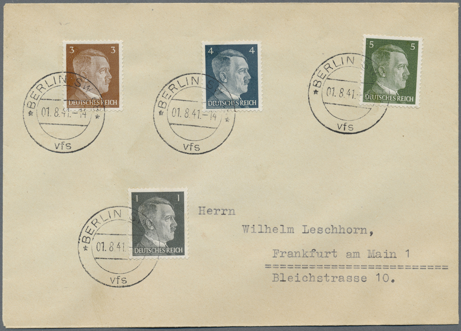 Deutsches Reich - 3. Reich: 1941/1942, Hitler-Dauerserie, kompletter Satz 1 Pfg. bis 5 RM (natürlich
