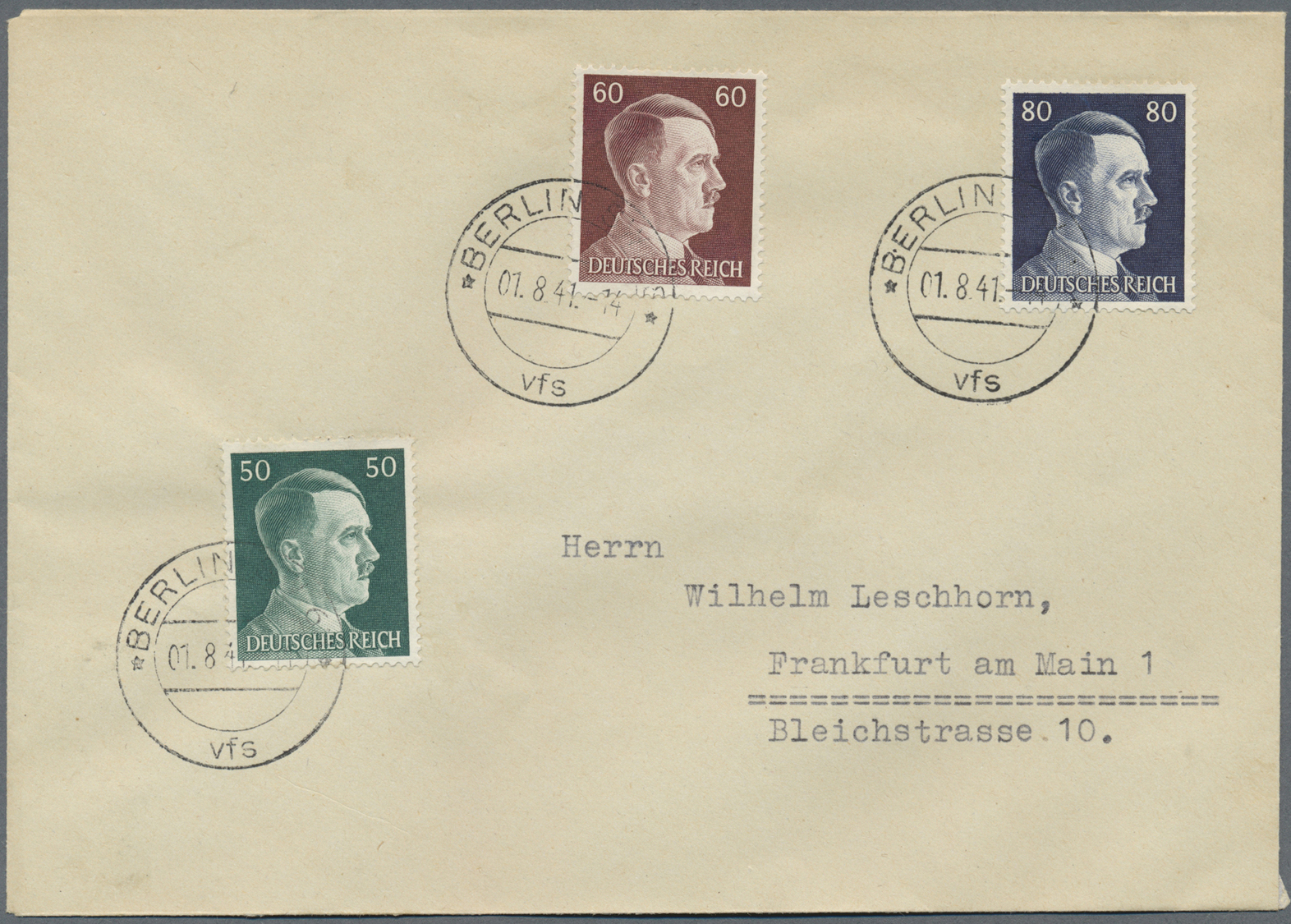 Deutsches Reich - 3. Reich: 1941/1942, Hitler-Dauerserie, kompletter Satz 1 Pfg. bis 5 RM (natürlich