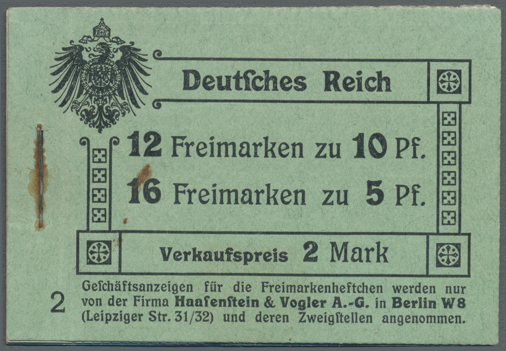 O Deutsches Reich - Markenheftchen: 1910/1911. Lot Von 2 Gestempelten Markenheftchen: Einmal MH 1.1 A - Carnets