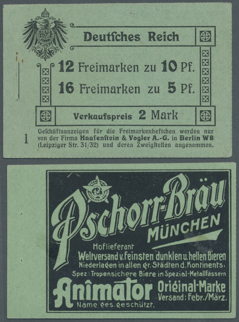 Deutsches Reich - Markenheftchen: 1910, 2 M. Germania-Markenheftchen, Nur Deckel, Etwas Leimfleckig, - Carnets