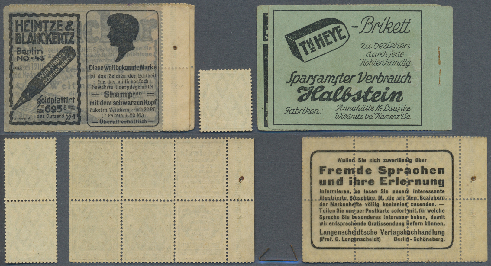 * Deutsches Reich - Markenheftchen: 1912, 5 Pf Germania Markenheftchen Mit H-Blatt 4.1 In Einzelteilen - Postzegelboekjes