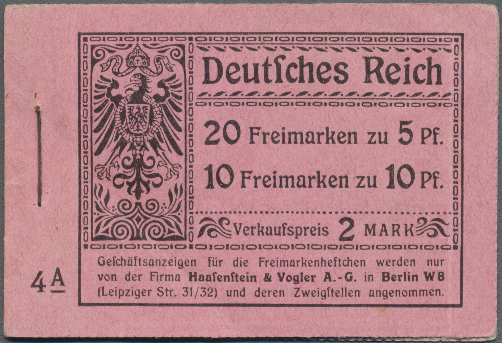 Deutsches Reich - Markenheftchen: 1910, 2 M. Germania-Markenheftchen, Deckel Und Alle Zwischenblätte - Libretti