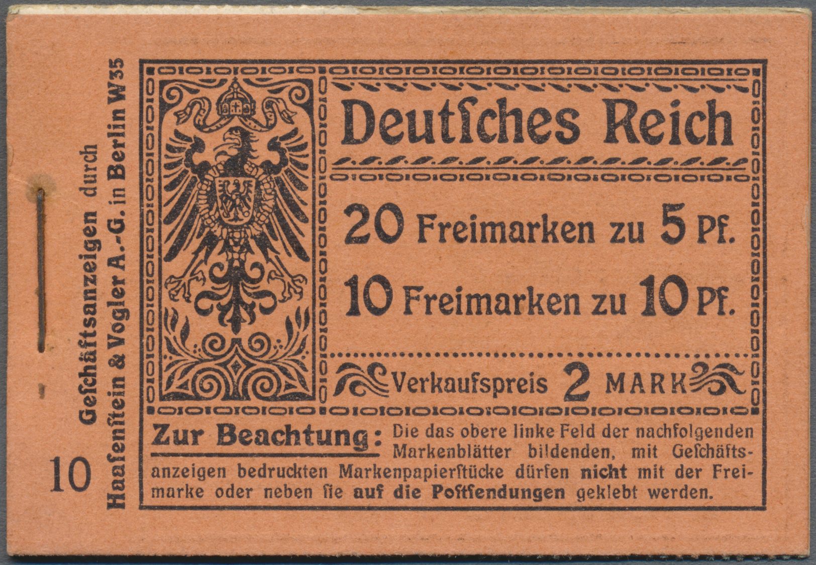 Deutsches Reich - Markenheftchen: 1910, 2 M. Germania-Markenheftchen, Deckel Und Alle Zwischenblätte - Postzegelboekjes