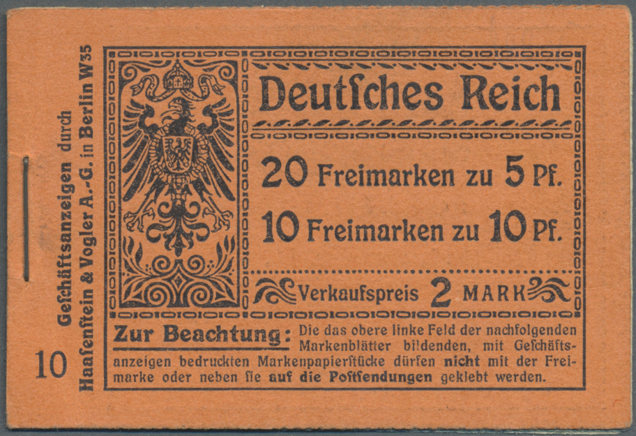 Deutsches Reich - Markenheftchen: 1910, 2 M. Germania-Markenheftchen, LEER, Deckel Und 5 Zwischenblä - Carnets