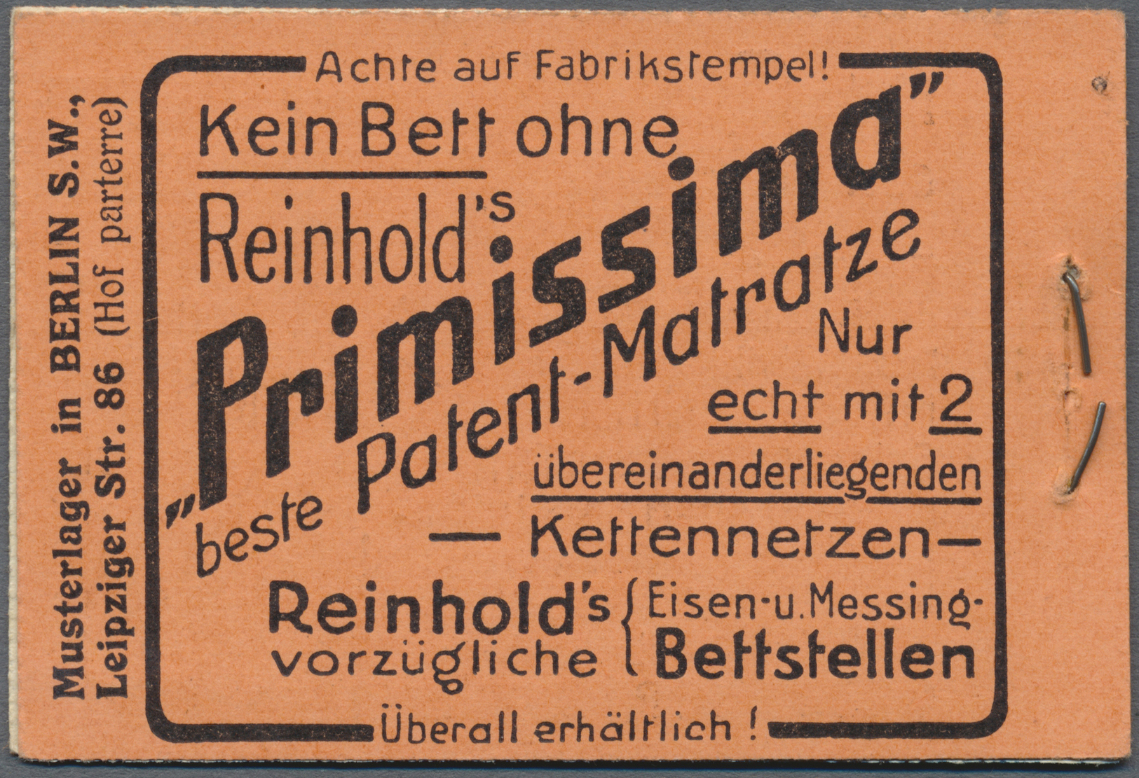 Deutsches Reich - Markenheftchen: 1913, Markenheftchendeckel Und Zwischenblätter, OHNE Marken, M&euro; Fü - Carnets