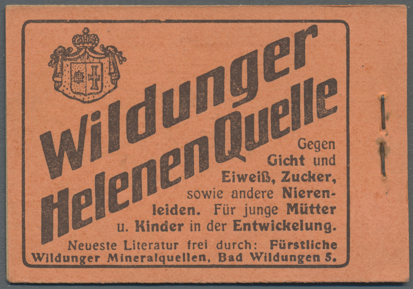 ** Deutsches Reich - Markenheftchen: 1914. Germania 2 Mark, ONr.14, Nur 1 H.-Blatt 9 I Dgz (postfrisch) - Carnets