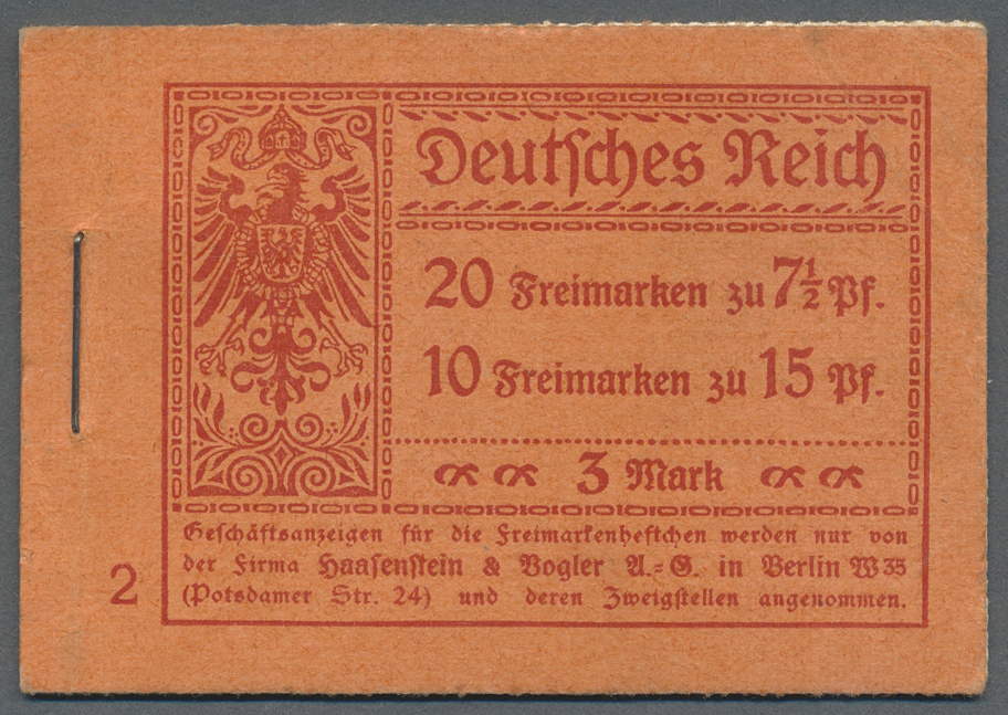 ** Deutsches Reich - Markenheftchen: 1917, 3 M. Germania-Markenheftchen Mit ONr. 2, Komplett Mit Allen - Postzegelboekjes
