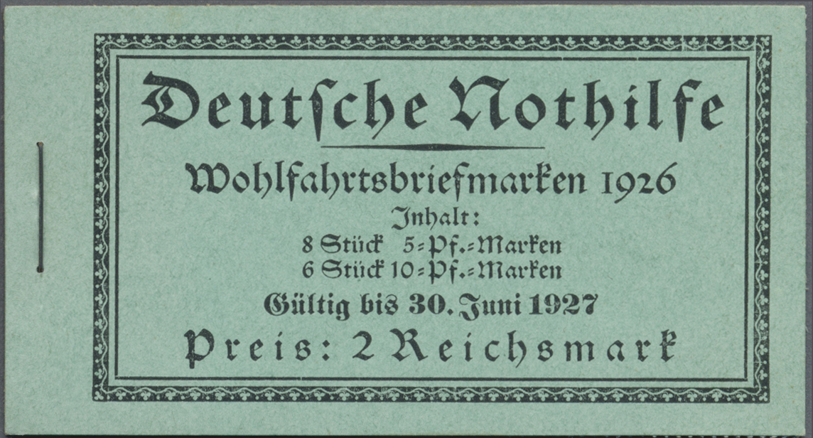 * Deutsches Reich - Markenheftchen: 1926. Nothilfe Wappen, Heftchenblätter Angeklebt. (Mi. 1.100,- Für - Carnets