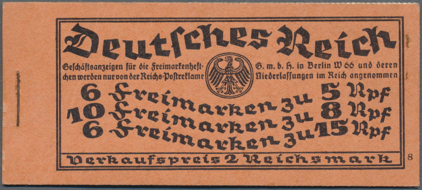 ** Deutsches Reich - Markenheftchen: 1928, Markenheftchen Reichspräsidenten, O.Nr. 8 Mit Einigen Mängel - Carnets