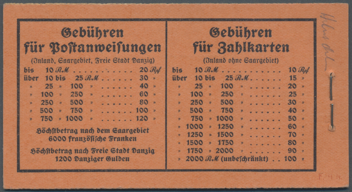 ** Deutsches Reich - Markenheftchen: 1933, Markenheftchen &bdquo;Hindenburg&rdquo;, Schwarz Auf Lachsrot, WZ-Waffel - Booklets