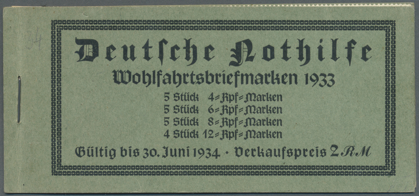 * Deutsches Reich - Markenheftchen: 1933, Markenheftchen Wagner, Anhaftungen, Gummifehler, Bug Im Vord - Postzegelboekjes